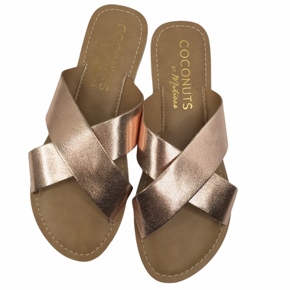 Coconuts Pebble Slides Sandals Rose Gold Size 8 - Picture 2 of 7
